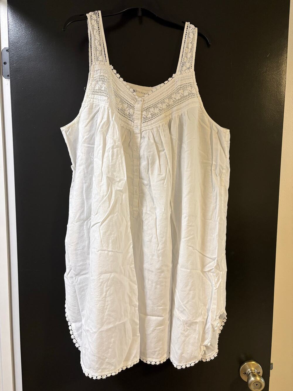 Eileen West White Cotton Lace Sleeveless Nightgown Sleepshirt Women Size XL